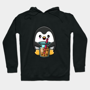 Cute Penguin Loves Bubble tea Hoodie